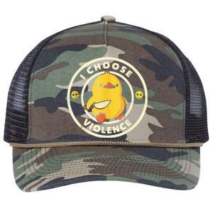 I Choose Violence Funny Duck Holding Knife Retro Rope Trucker Hat Cap