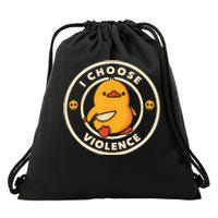 I Choose Violence Funny Duck Holding Knife Drawstring Bag