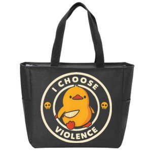 I Choose Violence Funny Duck Holding Knife Zip Tote Bag