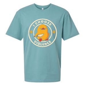 I Choose Violence Funny Duck Holding Knife Sueded Cloud Jersey T-Shirt