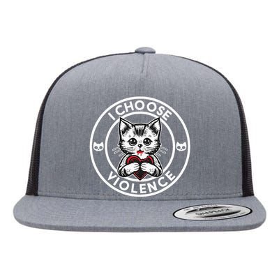 I Choose Violence Kitty Flat Bill Trucker Hat