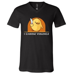 I Choose Violence Funny Duck With Knife V-Neck T-Shirt