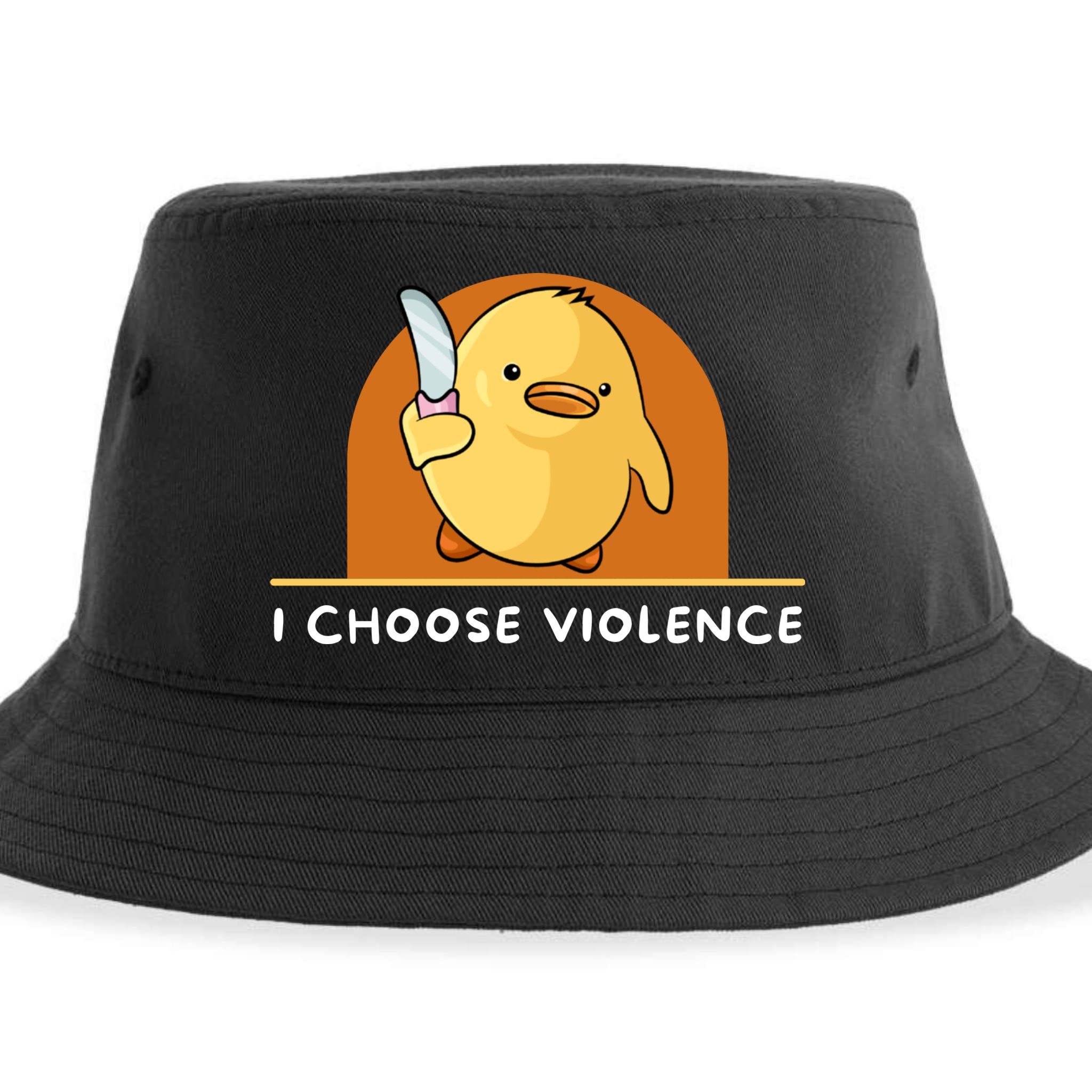 I Choose Violence Funny Duck With Knife Sustainable Bucket Hat