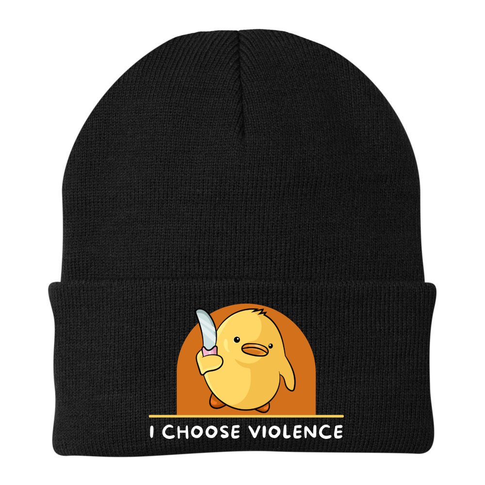 I Choose Violence Funny Duck With Knife Beanie