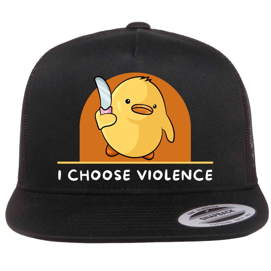 I Choose Violence Funny Duck With Knife Flat Bill Trucker Hat