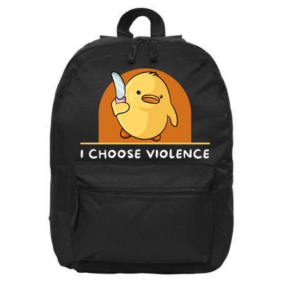 I Choose Violence Funny Duck With Knife 16 in Basic Backpack