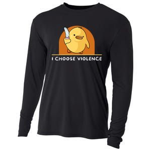 I Choose Violence Funny Duck With Knife Cooling Performance Long Sleeve Crew