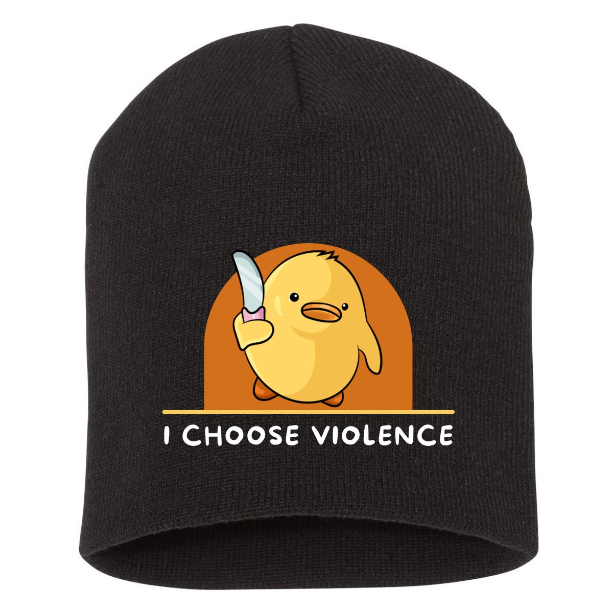 I Choose Violence Funny Duck With Knife Short Acrylic Beanie