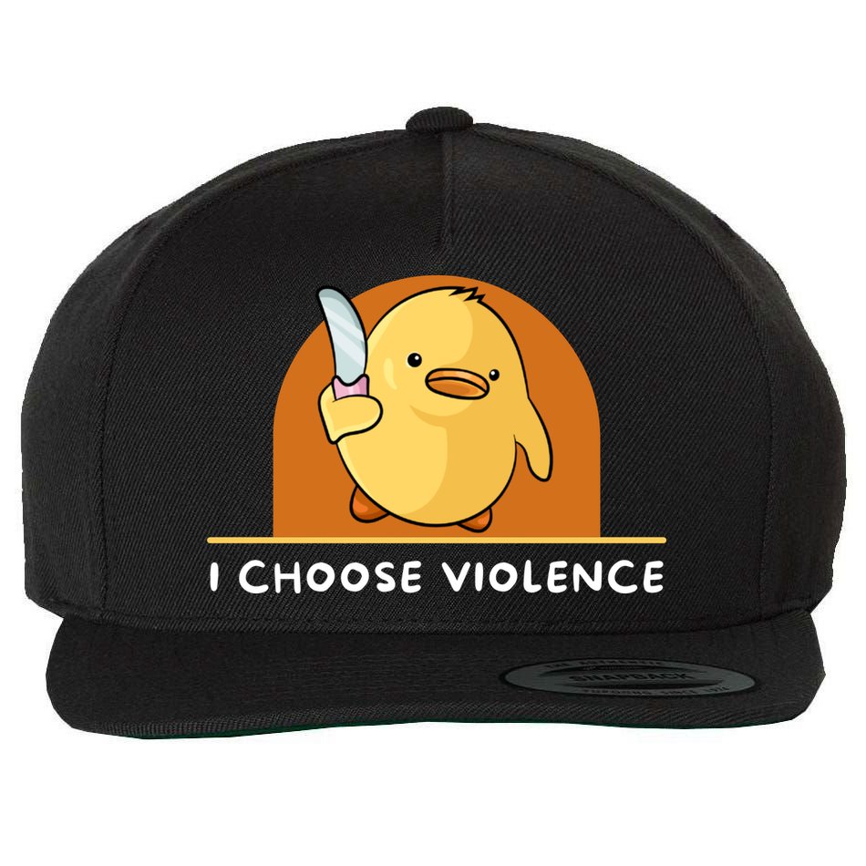 I Choose Violence Funny Duck With Knife Wool Snapback Cap