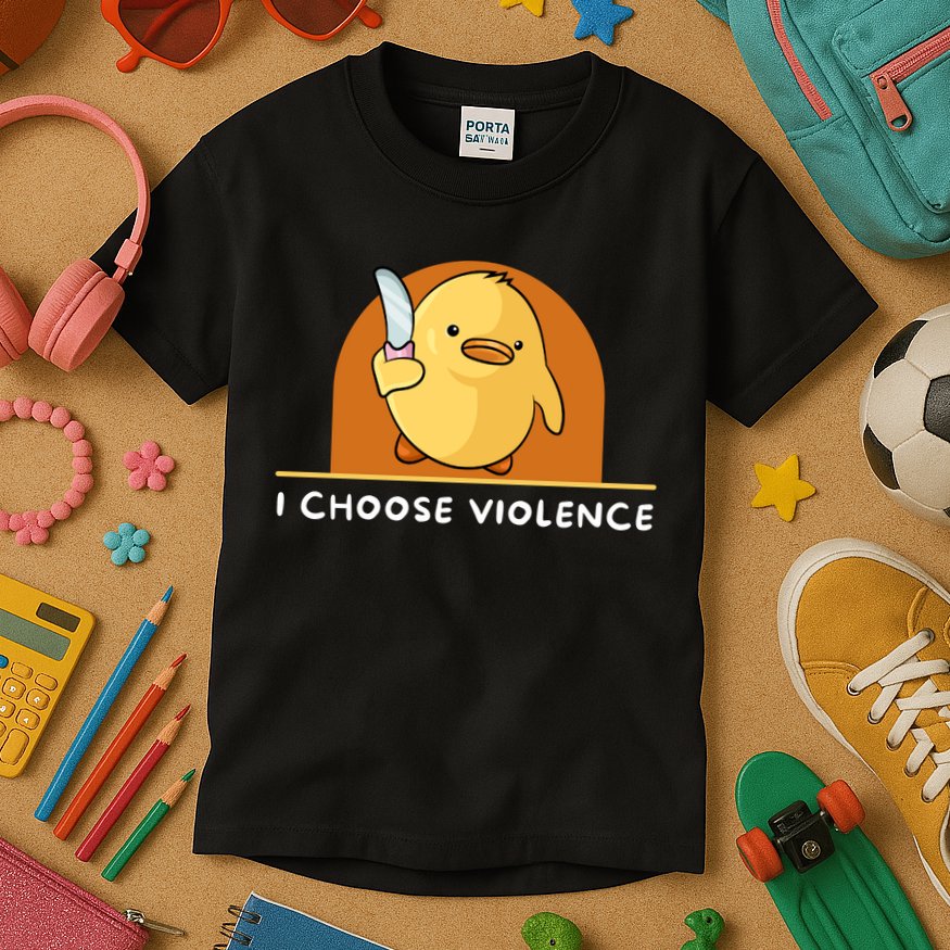 I Choose Violence Funny Duck With Knife Kids T-Shirt
