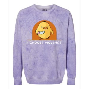 I Choose Violence Funny Duck With Knife Colorblast Crewneck Sweatshirt