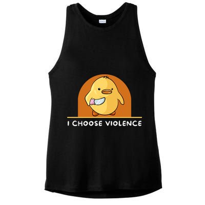 I Choose Violence Funny Duck With Knife Ladies PosiCharge Tri-Blend Wicking Tank