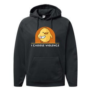 I Choose Violence Funny Duck With Knife Performance Fleece Hoodie