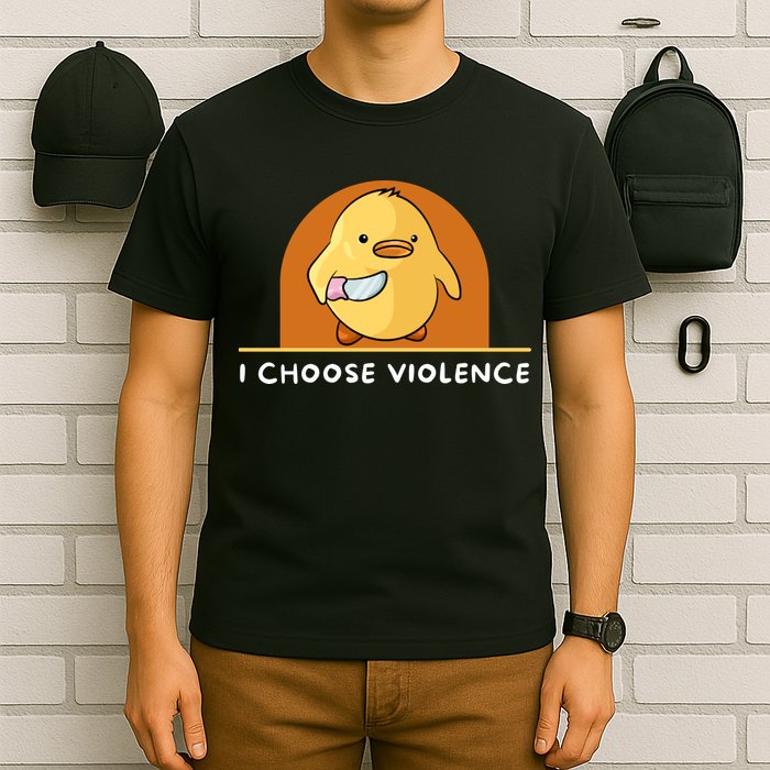 I Choose Violence Funny Duck With Knife T-Shirt