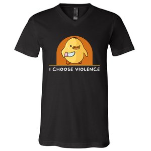 I Choose Violence Funny Duck With Knife V-Neck T-Shirt