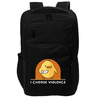 I Choose Violence Funny Duck With Knife Impact Tech Backpack