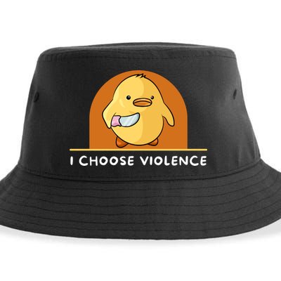 I Choose Violence Funny Duck With Knife Sustainable Bucket Hat