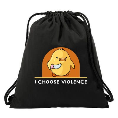 I Choose Violence Funny Duck With Knife Drawstring Bag