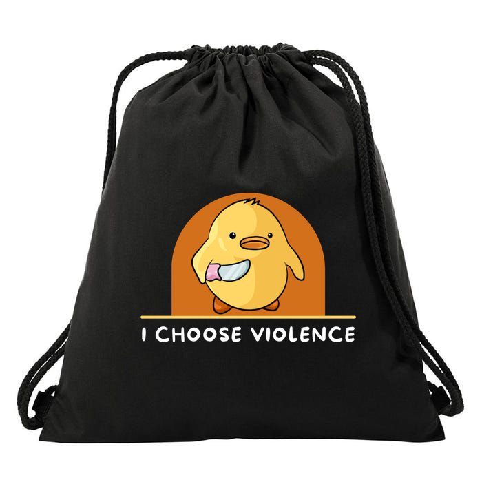 I Choose Violence Funny Duck With Knife Drawstring Bag