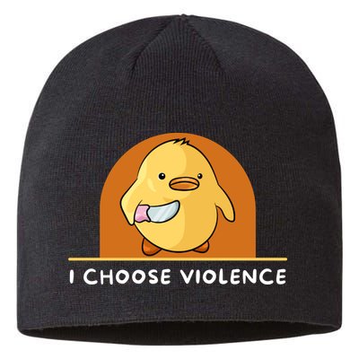 I Choose Violence Funny Duck With Knife Sustainable Beanie
