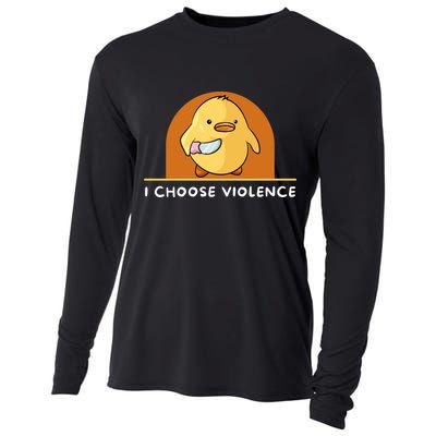 I Choose Violence Funny Duck With Knife Cooling Performance Long Sleeve Crew