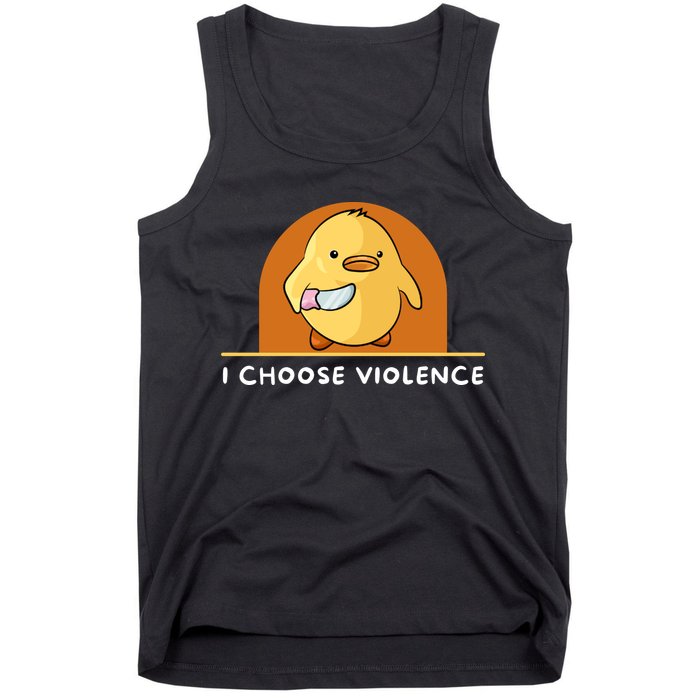 I Choose Violence Funny Duck With Knife Tank Top