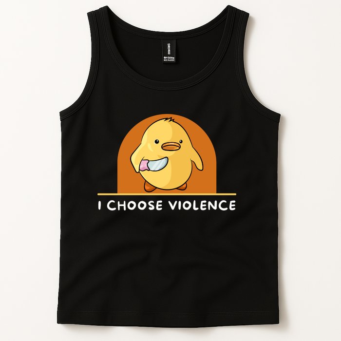 I Choose Violence Funny Duck With Knife Tank Top