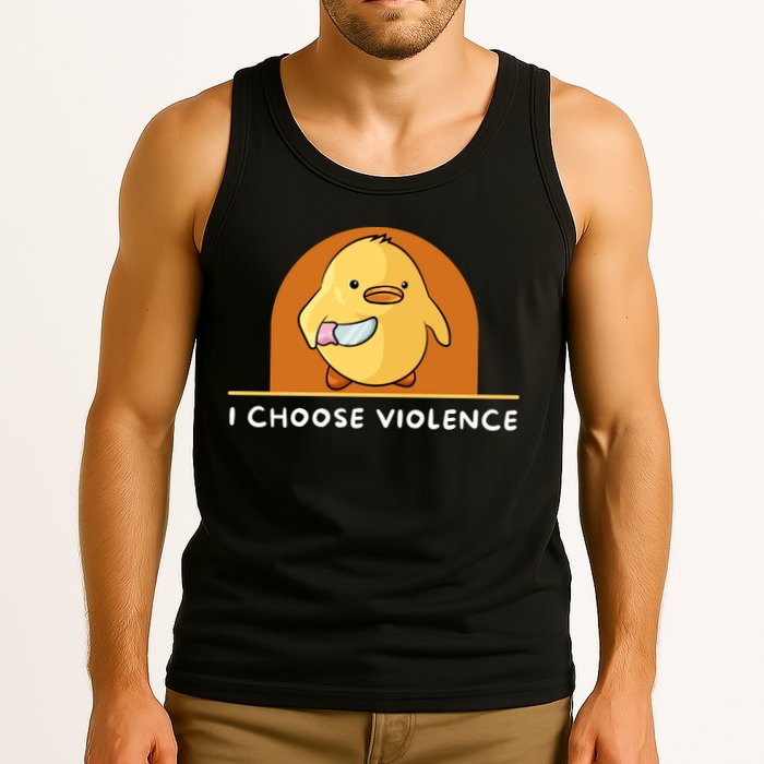 I Choose Violence Funny Duck With Knife Tank Top