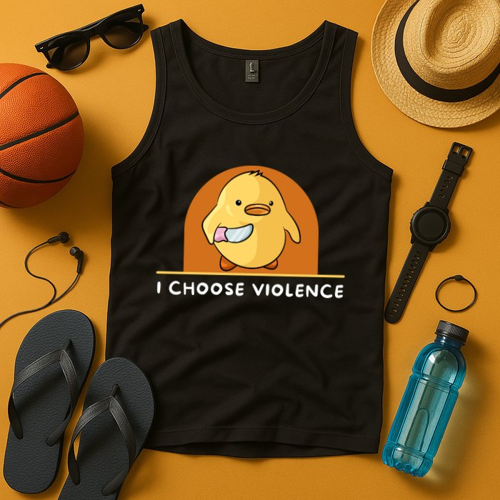 I Choose Violence Funny Duck With Knife Tank Top