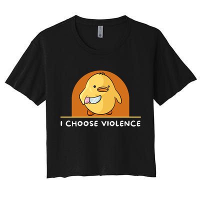 I Choose Violence Funny Duck With Knife Crop Top