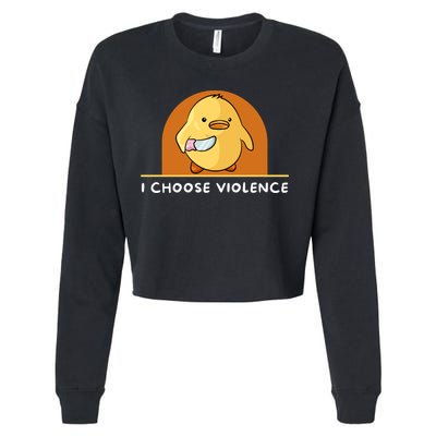 I Choose Violence Funny Duck With Knife Cropped Pullover Crew