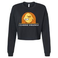 I Choose Violence Funny Duck With Knife Cropped Pullover Crew
