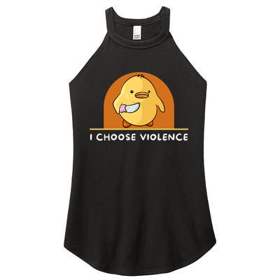 I Choose Violence Funny Duck With Knife Women's Perfect Tri Rocker Tank