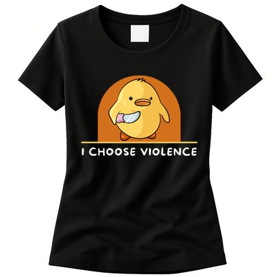 I Choose Violence Funny Duck With Knife Womens T-Shirt