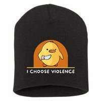 I Choose Violence Funny Duck With Knife Short Acrylic Beanie