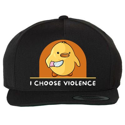 I Choose Violence Funny Duck With Knife Wool Snapback Cap