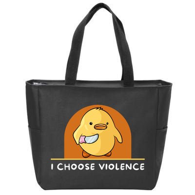 I Choose Violence Funny Duck With Knife Zip Tote Bag