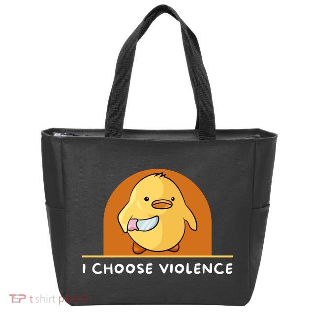 I Choose Violence Funny Duck With Knife Zip Tote Bag