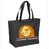 I Choose Violence Funny Duck With Knife Zip Tote Bag