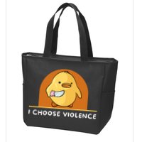 I Choose Violence Funny Duck With Knife Zip Tote Bag