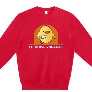 I Choose Violence Funny Duck With Knife Premium Crewneck Sweatshirt