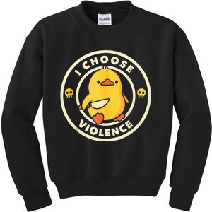 I Choose Violence Funny Duck Holding Knife  Kids Sweatshirt