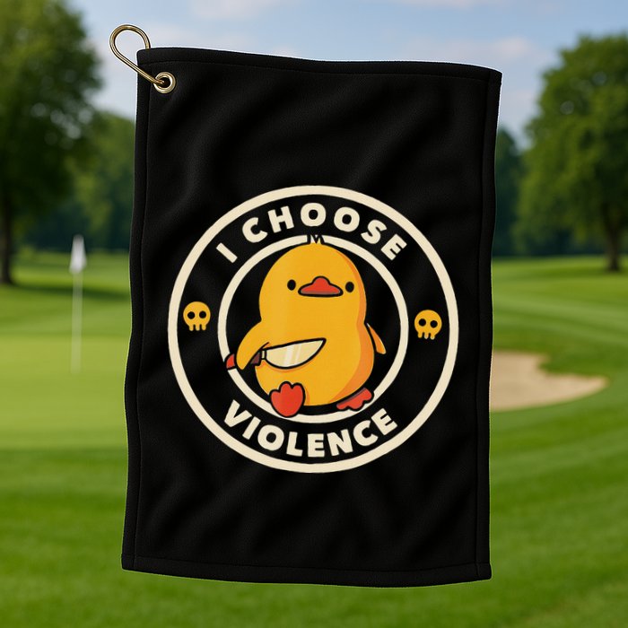 I Choose Violence Funny Duck Golf Towel
