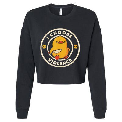 I Choose Violence Funny Duck Cropped Pullover Crew