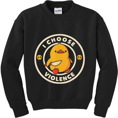 I Choose Violence Funny Duck Kids Sweatshirt