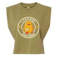 I Choose Violence Funny Duck Garment-Dyed Women's Muscle Tee