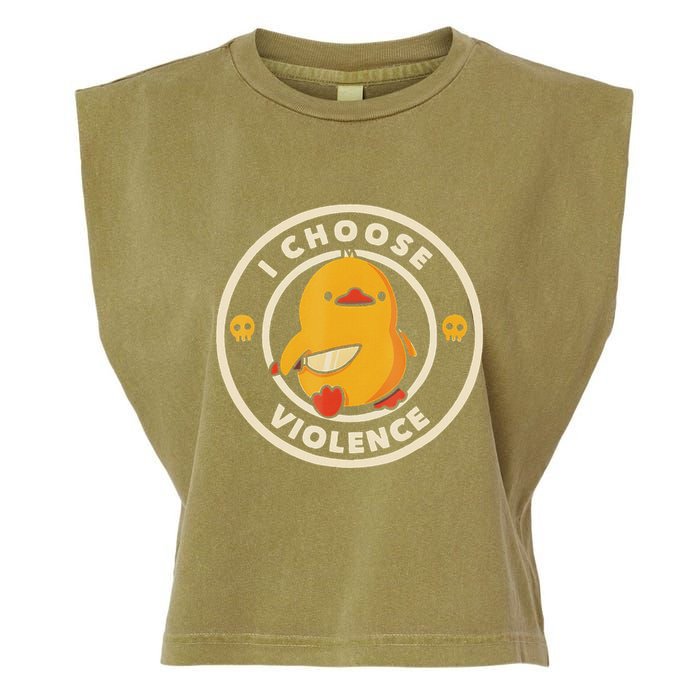 I Choose Violence Funny Duck Garment-Dyed Women's Muscle Tee