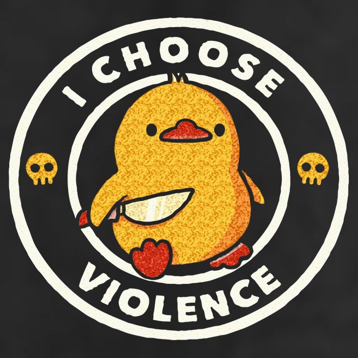 I Choose Violence Funny Duck Sayings Duck Animals 7 Panel Mesh Trucker Snapback Hat