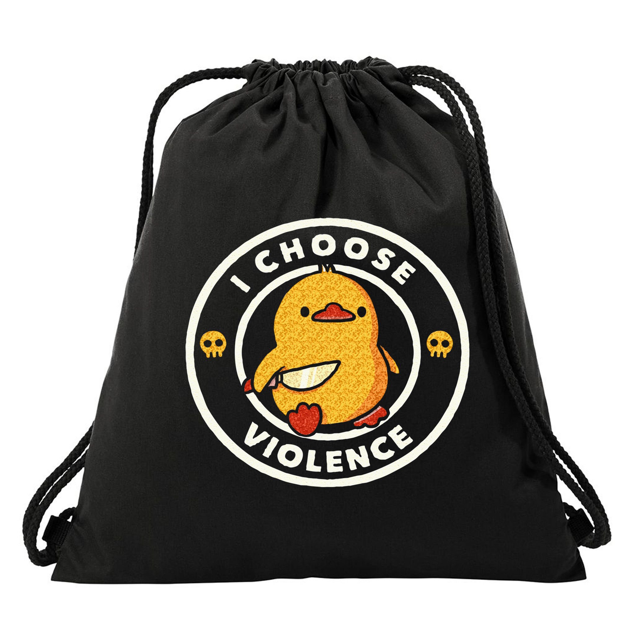 I Choose Violence Funny Duck Sayings Duck Animals Drawstring Bag