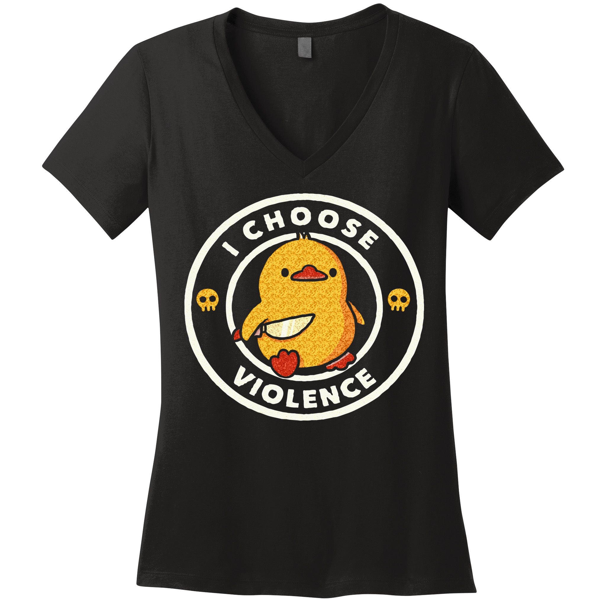 I Choose Violence Funny Duck Sayings Duck Animals Women's V-Neck T-Shirt